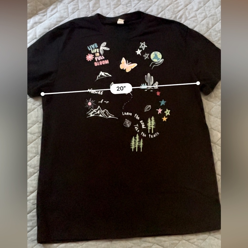Women’s t-shirt graphic tee ‘take the trails' size large black top shirt sleeve - Picture 6 of 9